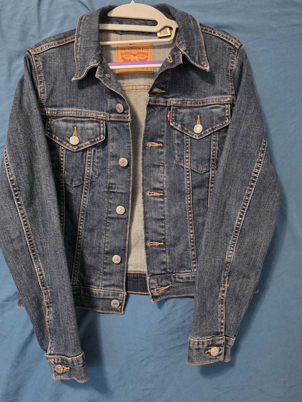 Levi'Small Ex-Boyfriend Trucker Jacket Denim Jacket Blue Small